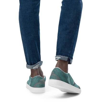 Marbled Teal Men’s slip - on canvas shoes - Trump Tees