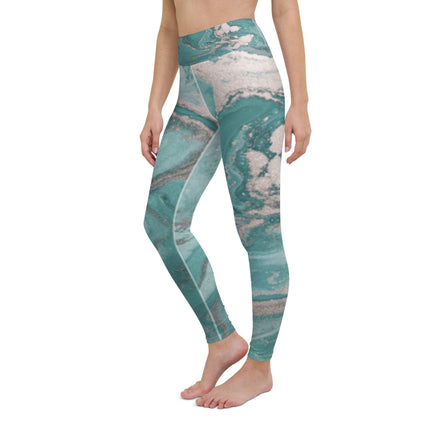 Marbled Teal Yoga Leggings - Trump Tees