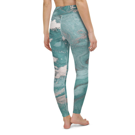 Marbled Teal Yoga Leggings - Trump Tees