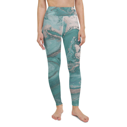 Marbled Teal Yoga Leggings - Trump Tees