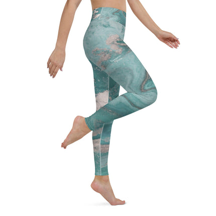 Marbled Teal Yoga Leggings - Trump Tees