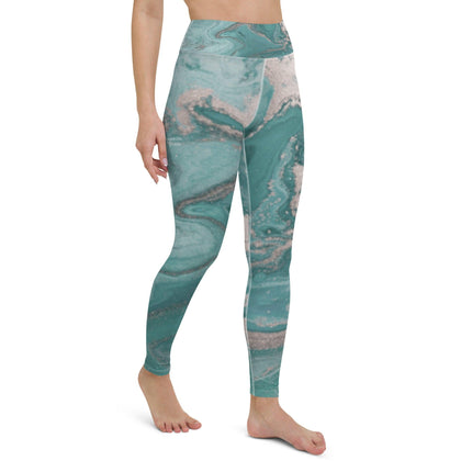 Marbled Teal Yoga Leggings - Trump Tees