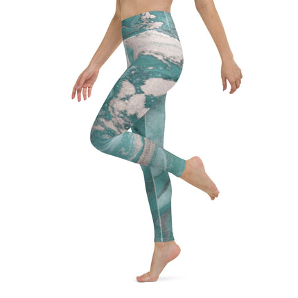 Marbled Teal Yoga Leggings - Trump Tees