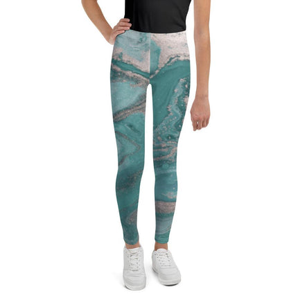 Marbled Teal Youth Leggings - Trump Tees