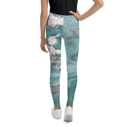 Marbled Teal Youth Leggings - Trump Tees