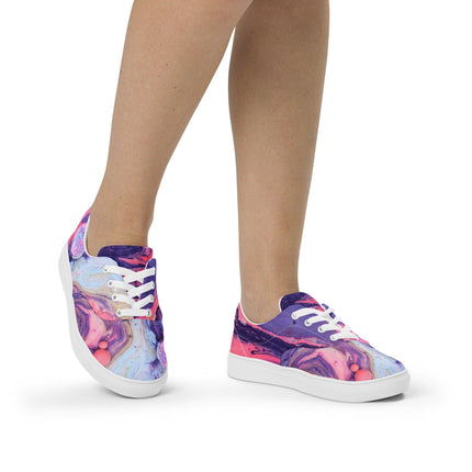 Marbled Women’s lace - up canvas shoes - Trump Tees