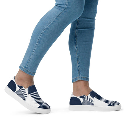 Navy Geometric Women’s slip - on canvas shoes - Trump Tees