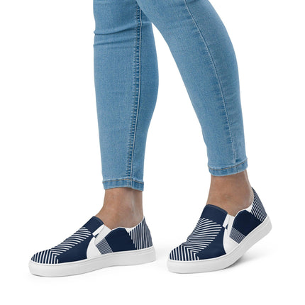 Navy Geometric Women’s slip - on canvas shoes - Trump Tees