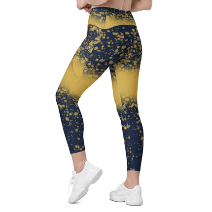 Navy & Gold Splatter Leggings With Pockets - Trump Tees