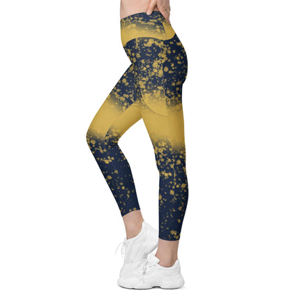 Navy & Gold Splatter Leggings With Pockets - Trump Tees