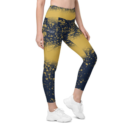 Navy & Gold Splatter Leggings With Pockets - Trump Tees