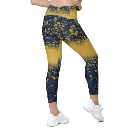 Navy & Gold Splatter Leggings With Pockets - Trump Tees