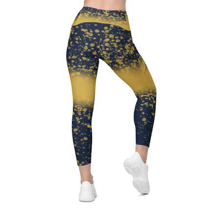 Navy & Gold Splatter Leggings With Pockets - Trump Tees