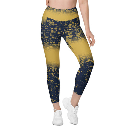 Navy & Gold Splatter Leggings With Pockets - Trump Tees