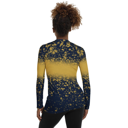 Navy & Gold Splatter Women's Rash Guard - Trump Tees