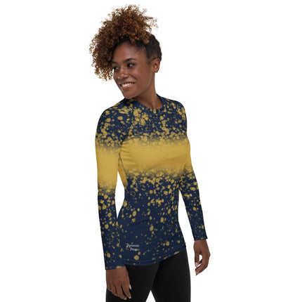 Navy & Gold Splatter Women's Rash Guard - Trump Tees