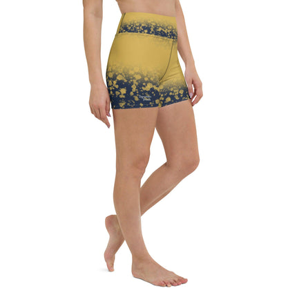 Navy & Gold Splatter Women's Yoga Shorts - Trump Tees