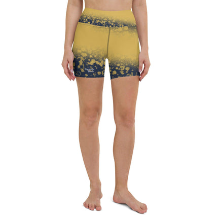 Navy & Gold Splatter Women's Yoga Shorts - Trump Tees