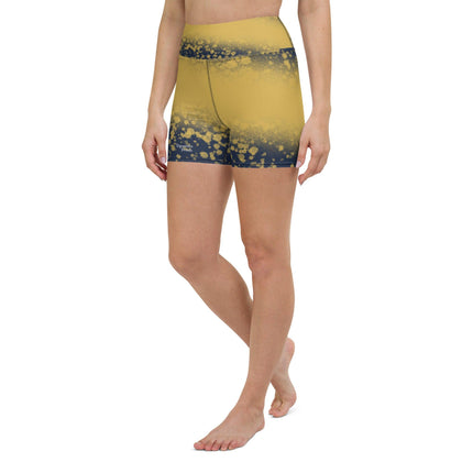 Navy & Gold Splatter Women's Yoga Shorts - Trump Tees