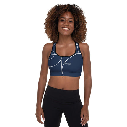 Navy & White Padded Sports Bra - Trump Tees