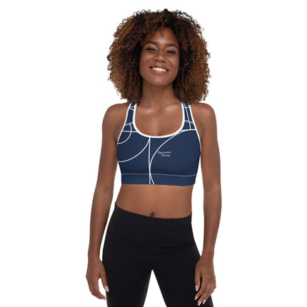 Navy & White Padded Sports Bra - Trump Tees