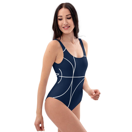 Navy & White Women's One - Piece Swimsuit - Trump Tees