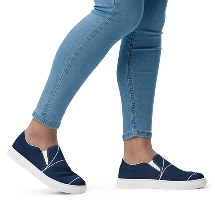 Navy & White Women’s slip - on canvas shoes - Trump Tees