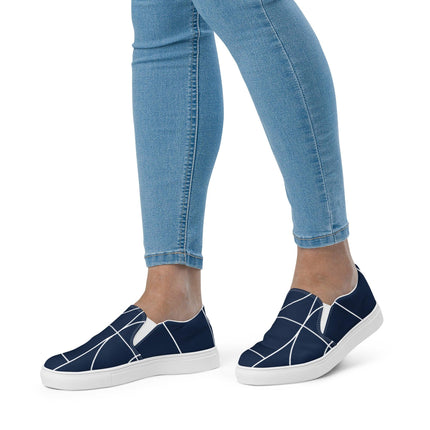 Navy & White Women’s slip - on canvas shoes - Trump Tees