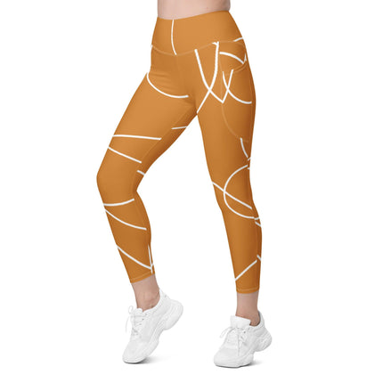 One Line Gold Leggings With Pockets - Trump Tees