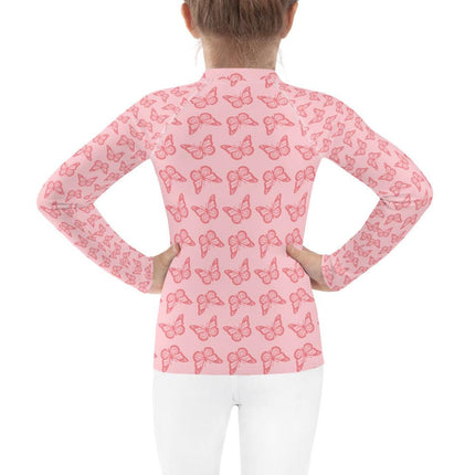 Pink Butterfly Kids Rash Guard - Trump Tees