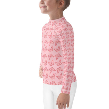 Pink Butterfly Kids Rash Guard - Trump Tees