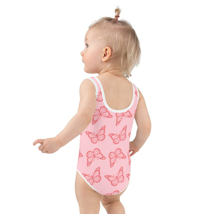 Pink Butterfly Kids Swimsuit - Trump Tees