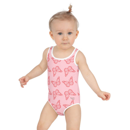 Pink Butterfly Kids Swimsuit - Trump Tees