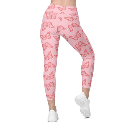 Pink Butterfly Leggings With Pockets - Trump Tees