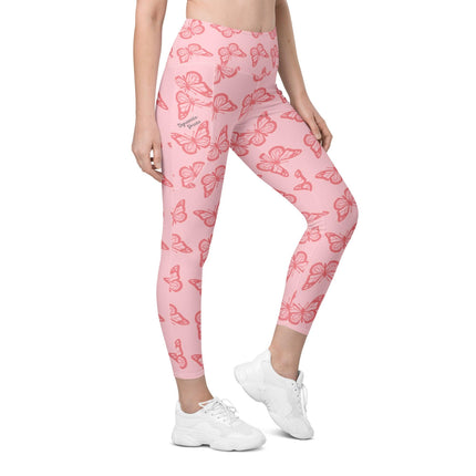 Pink Butterfly Leggings With Pockets - Trump Tees