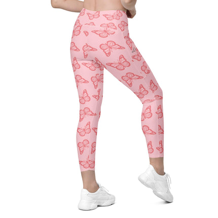 Pink Butterfly Leggings With Pockets - Trump Tees