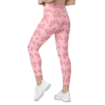 Pink Butterfly Leggings With Pockets - Trump Tees