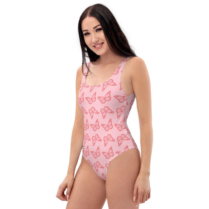 Pink Butterfly Women's One - Piece Swimsuit - Trump Tees