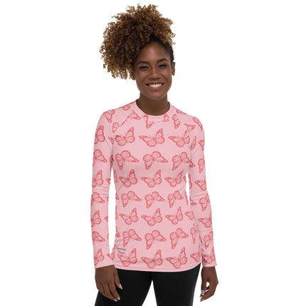 Pink Butterfly Women's Rash Guard - Trump Tees