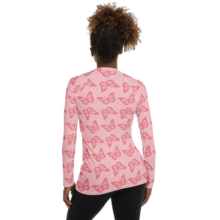 Pink Butterfly Women's Rash Guard - Trump Tees