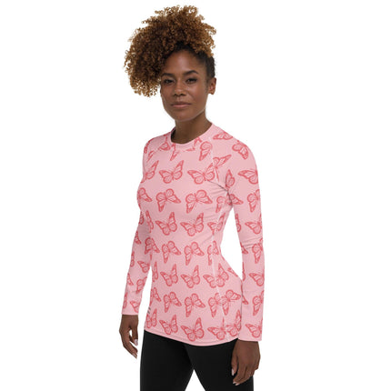 Pink Butterfly Women's Rash Guard - Trump Tees