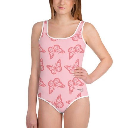 Pink Butterfly Youth Swimsuit - Trump Tees