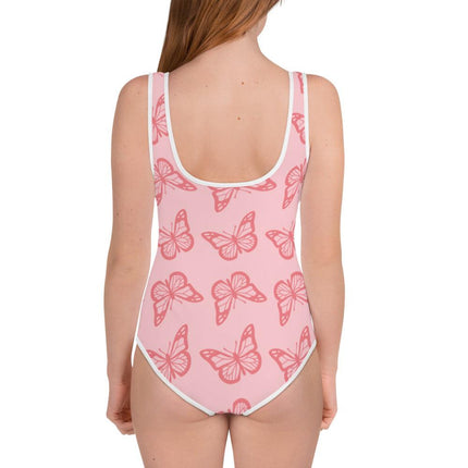 Pink Butterfly Youth Swimsuit - Trump Tees