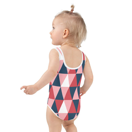 Pink Geometric Kids Swimsuit - Trump Tees