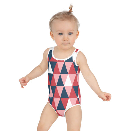 Pink Geometric Kids Swimsuit - Trump Tees