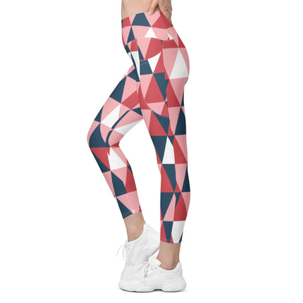 Pink Geometric Leggings With Pockets - Trump Tees