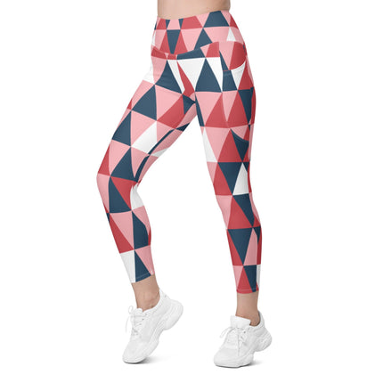 Pink Geometric Leggings With Pockets - Trump Tees