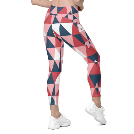 Pink Geometric Leggings With Pockets - Trump Tees