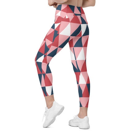 Pink Geometric Leggings With Pockets - Trump Tees