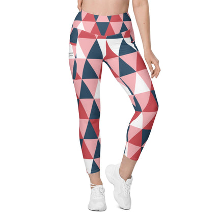 Pink Geometric Leggings With Pockets - Trump Tees